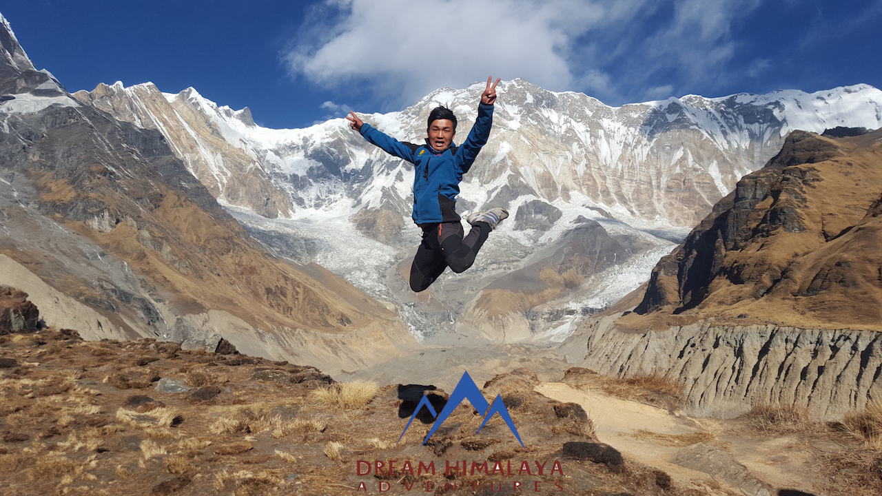 Expressing joy - Annapurna Base Camp Trek